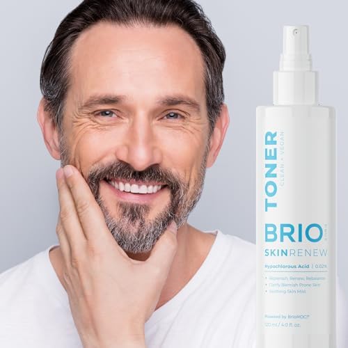 BRIOTECH Skin Renew Toner, Hypochlorous Acid Spray Topical Skin Spray for Face and Skin, Minimize Appearance of Blemishes, Soothing Mist for Redness & Bumps, Stocking Stuffer, 4 fl oz ea, 2 ct