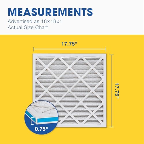 Aerostar 18x18x1 MERV 6 Pleated Air Filter, AC Furnace Air Filter, 6 Pack (Actual Size: 17 3/4"x17 3/4"x3/4")