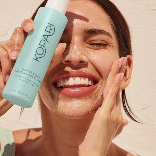 Kopari Marine Clean Purifying Gel Cleanser, Infused with Amino Acids & Vitamin B5, Dual-Action Gel-to-Foam Cleanser, Gentle and Nourishing, 5 oz | New Look, Same Formula, Product Packaging May Vary