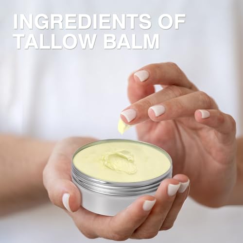 Beef Tallow, Beef Tallow for Skin, Beef Tallow Moisturizer, Organic Beef Tallow Balm for Face Moisturizer Grass Fed for All Purpose Balm, Natural Beef Tallow Lotion for Skin Care (2.5oz)