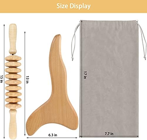 2 Pcs Wooden Gua Sha Tools Lymphatic Drainage Tool, Machomby Wood Therapy Massage Tools Manual Gua Sha Tools Anti Cellulite Massage Tool for Gua Sha Massage, Maderotherapy, Body Sculpting