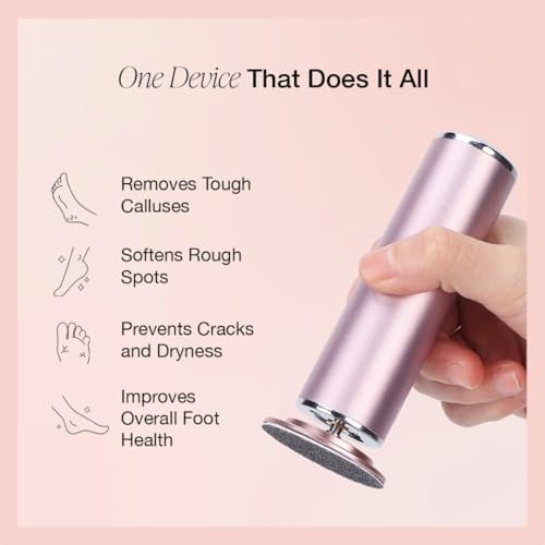 Dermave Electric Foot Callus Remover, Pain-Free Electric Foot File Callus Remover for Feet Professional Adjustable Speed, 360 Rotation with 60pcs Sanding Discs, Gentle and Not Hurt Feet (Gold)