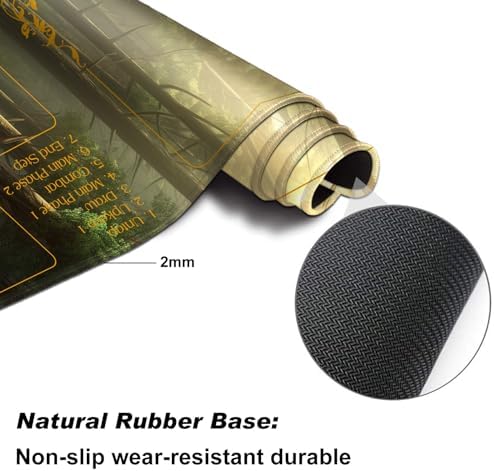 DEGDFSGR for MTG Playmat with Zones 27.5" x 15.74" for TCG Playmat Non-Slip Rubber Base Commander Playmats for Card Playmats Iorcana Trading Card Game, Sunshine Fairy Tale Forest