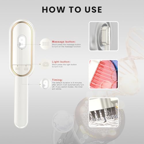 Red Light Therapy for Hair Growth, 3 in 1 Laser Hair Growth Comb with 59 Lamp Beads, Red Light Brush with Massage Timer, Promotes Regrowth & Prevents Loss