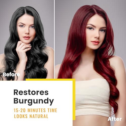 KINGMING Wine Red Hair Dye Shampoo 3 in 1 for Gray Hair, Hair Color Shampoo for Women Men Grey Hair Coverage, Herbal Ingredients Champu Con Tinte Para Canas 500ml (Burgundy)