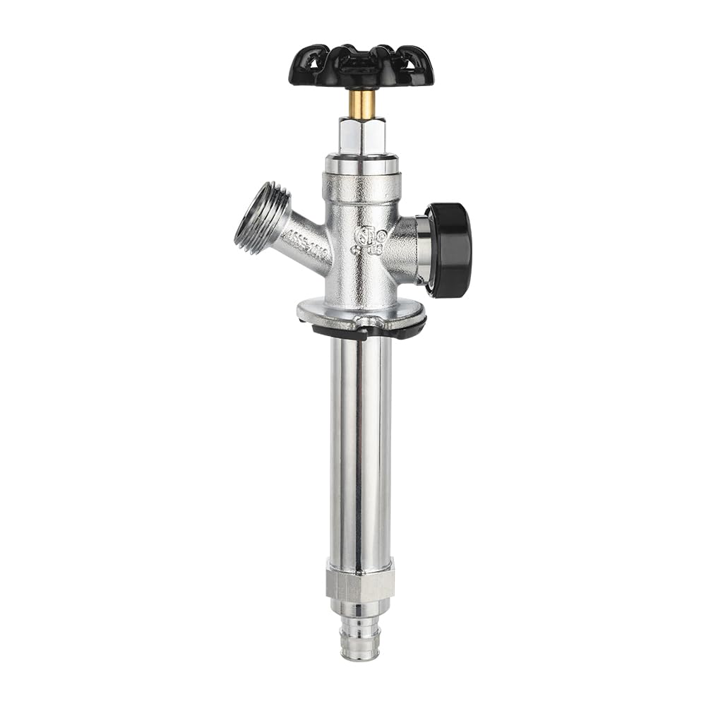 EFIELD 4-inch Anti-Siphon Frost Free Sillcock, 1/2 inch Pex-A Expansion Connection X 3/4 inch Hose Bibb, Chrome Plated Brass Body-4 Inch Length,(SILLCOCK034)