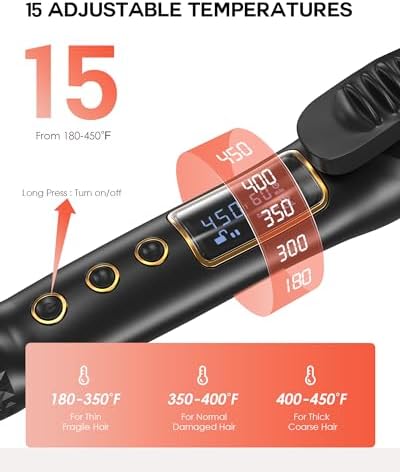 5/8 Inch Curling Iron, 5/8 Curling Wand, Hair Curling Iron with Adjustable Temperature,Pencil Hair Curler for Medium and Long Hair with LCD, with Heat Resistant Glove, 8-in-1 Gift Set