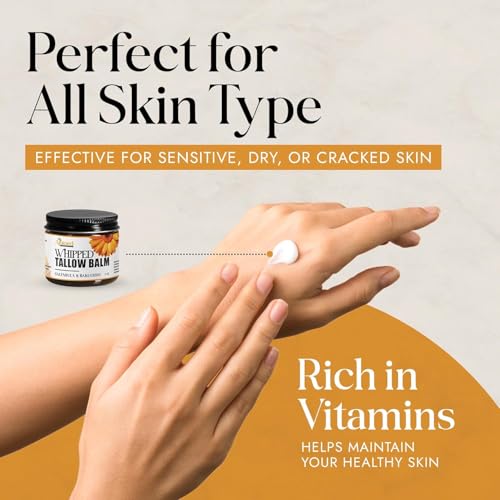 Whipped Tallow for skin Moisturizer with calendula and bakuchiol oil | tallow for skin care - handmade grass-feed Frankinsence tallow face cream- organic facial balm (Sandalwood Vanilla)