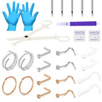 JIESIBAO 26PCS Nose Piercing Kit, Piercing Needles with 18G 20G CZ Nose Screw Studs Double Nose Rings Hoop Captive Nose Rings Stainless Steel Jewelry for Nose Septum Piercing Needles Kit