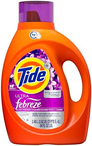Tide Plus Febreze Freshness HE Turbo Clean Liquid Laundry Detergent, Spring & Renewal Scent, 84 fl oz, 59 loads