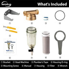 iSpring WSP-50 Reusable Whole House Spin Down Sediment Water Filter, 50 Micron Flushable Prefilter Filtration, 1" MNPT + 3/4" FNPT, Lead-Free Brass
