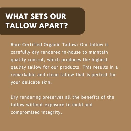 Organic Tallow Cream: Certified Grassfed Beef Tallow Balm with Vanilla, Patchouli and Frankincense. Certified Grassfed/Finished Beef Suet by AGW + Handmade by Authentic Body And Soul (Vanilla-4oz)