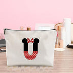 Cute Cartoon Mouse Gifts Initial A-Z Personalized Makeup Bag Monogrammed Cosmetic Bags Magic Mouse Stuff Funny Mouse Themed Gifts Mouse Lover Gifts Wizard Gifts Birthday Gifts for Women Girls (U)
