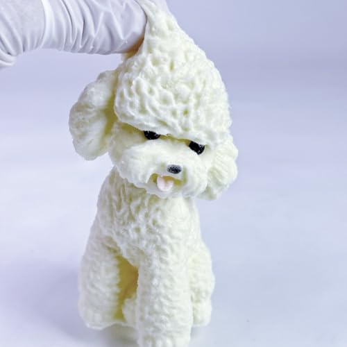 Handmade Big Taba Squishy Dog Toy, Taba Squishy Teddy Dog Toy, Cute Squishy Poodle,Realistic Puppy Toy, Silicone Mochi Fidget Pup, Stress Relief Gift for Adults & Kids (White-L)