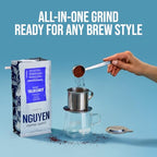 Nguyen Coffee Supply - Truegrit Robusta: Medium Roast Ground Coffee Beans, Vietnamese Single Origin, Direct Trade, Low Acid with High Caffeine Content, Roasted in Brooklyn [12 oz Bag]