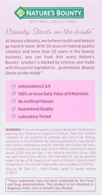 Nature's Bounty Optimal Solutions Hair, Skin & Nails Formula, with 3,000 mcg Biotin, 20 Total Servings, 60 Coated Caplets (Pack of 2)