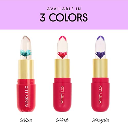 Winky Lux Flower Balm, pH Lip Balm, Color Changing Lipstick and Tinted Lip Balm Stain, Vegan & Cruelty Free Lip Balm, Hydrate & Plump, Sheer Pink Lipstick, Blue Flower