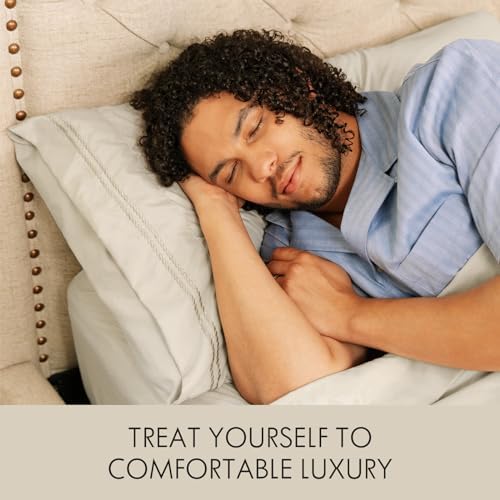 ClevaHome Twin Size Sheet Set - 4 Piece Soft Breathable Luxury Bed Sheet Set - Shrinkage & Fade Resistant Embroidered Bedding Sheet with Deep Pocket, 2 Extra Pillowcases (Twin, Oat Milk)
