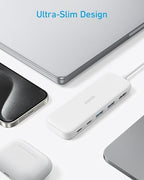 Anker USB C Hub, 5-in-1 USBC to HDMI Splitter with 4K Display, 1 x Powered USB-C 5Gbps & 2×Powered USB-A 3.0 5Gbps Data Ports for MacBook Pro, MacBook Air, Dell and More (White)
