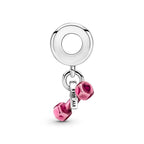 PANDORA Dumbbell & Heart Dangle Charm - Compatible Moments Bracelets - Jewelry for Women - Gift for Women - Made with Sterling Silver & Enamel, With Gift Box
