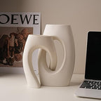 Ceramic Vase, Modern Minimalist Geometric Decorative Vase Sets for Home Décor, Events, Office, Garden, Wedding -White