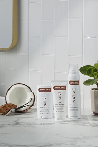 Native Whole Body Deodorant Cream Contains Naturally Derived Ingredients, Deodorant for Women & Men | 72 Hour Odor Protection, Aluminum Free with Coconut Oil and Shea Butter | Coconut & Vanilla