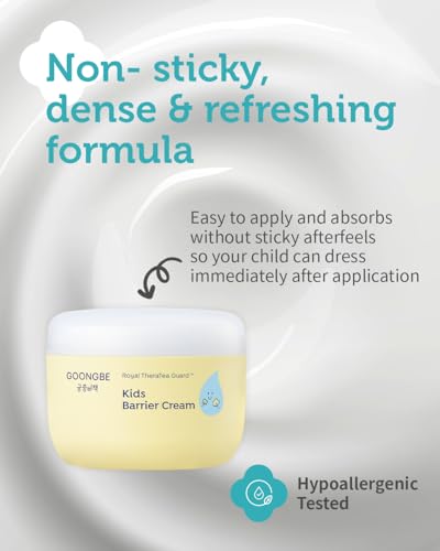 Kids' Barrier Cream - Korean Kids Daily Intensive Moisturizing Cream for Face and Body - Improves Skin Barrier & Soothing Rough Skin with Cica and Panthenol - Allergen Free Scent, 6.09 oz.
