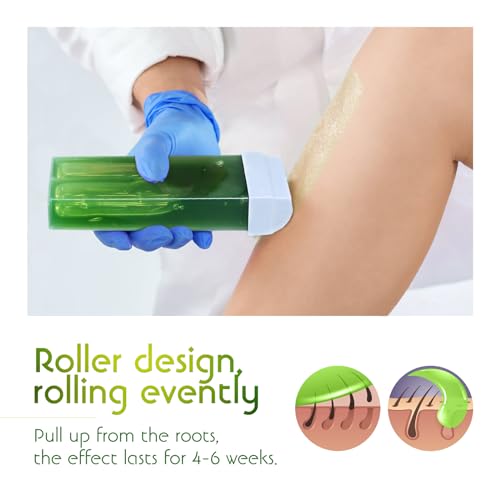 Roll On Soft Wax Refill Kit - 3 Pack Aloe Roller for Painless Hair Removal, Depilatory Cartridges for Body, Legs, Back, Armpits, Bikini Line, Women's Sensitive Skin