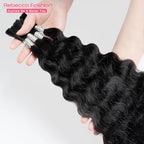 Rebecca Fashion Human Braiding Hair for Boho Braids Super Wave Bulk Human Hair for Braiding 95G 18 Inch No Weft Wet and Wavy Bulk Human Hair Extensions 4 Bundles/Pack Natural Color