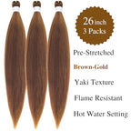 Braiding Hair Pre stretched Gold Brown Prestretched Braiding Hair for Black Women Twist Kids Ez Braid Braiding Hair Synthetic Knotless Colored Hypoallergenic Hair extensions Boho braids
