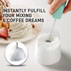 Powerful Milk Frother Wand - Mini & Mighty Handheld Drink Mixer - Portable Coffee Frother For Latte, Cappuccino, Matcha, Hot Chocolate, Creamer - Mint