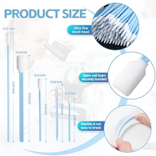 Multi-Purpose Foam Tip Cleaning Swabs - Square Round Cleaning Swabs (5 Types), Detailing Lab Swab Stick for Inkjet Printer, Camera, Optics Lens, Arts and Crafts, Automotive Detailing (250PCS)
