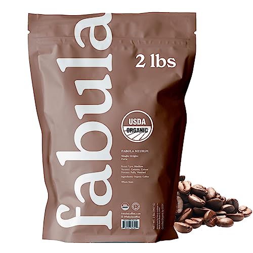 Fabula Coffee Medium Roast Whole Beans - Organic - Low Acid - Single Origin - Non-GMO - Mold Free - 32 Ounces