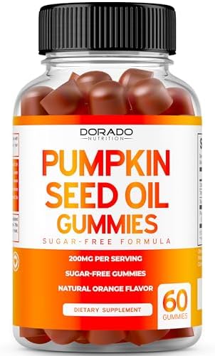 Pumpkin Seed Oil Gummies - 4,000mg Pumpkin Seed Oil For Hair Growth and Bladder Control - Sugar Free Gummy - Delicious Orange Flavor - Non GMO - Gluten Free - Vegan Supplement - (60 Count)