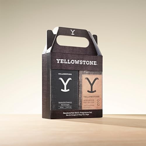 Yellowstone Men's Fragrance & Grooming Gift Set, Eau de Cologne & Artisinal Bar Soap On A Rope - 3.4 fl oz (100 mL) |10 oz