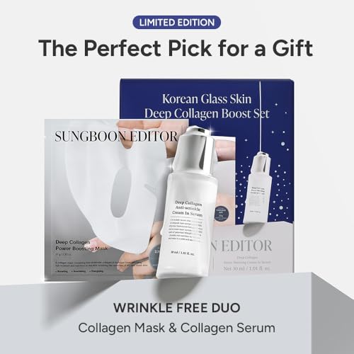 SUNGBOON EDITOR Korean Glass Skin Deep Collgen Boost Set | Valentine Day Gift | Real Collagen 2,160,000PPB for Elasticity | Hydrating Collagen Face Mask | Face Serum for Women | Korean Skin Care Set