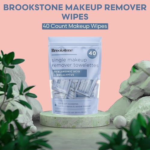 Brookstone Individual Makeup Remover Wipes - Ultra Soft, Makeup Remover Wipes Individually Wrapped, Gently Cleanse & Remove Makeup, 40 Count Makeup Wipes Individually Wrapped