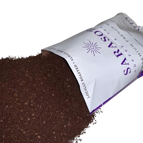 Sarasota Coffee Ground Packets | Low Acid Dark Roast Ground Coffee Packs | European French Roast | Mold Free Coffee Singles Packets | Ground Coffee Pouches | Individual Coffee Packets for 12 Cup Coffee Maker | 1.75 Ounce Bags, 100 Count