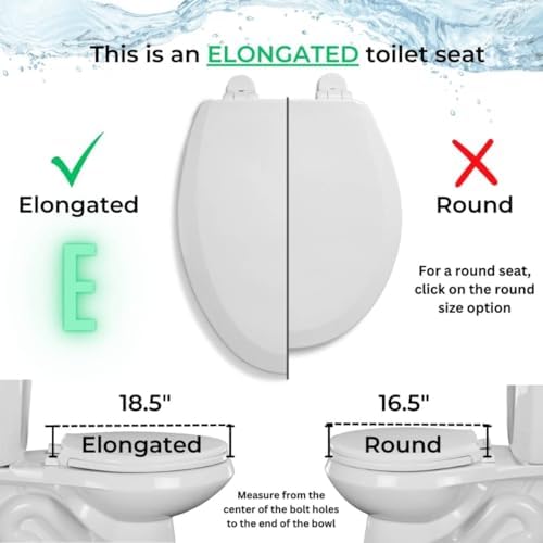 Centoco Elongated Toilet Seat, Closed Front with Cover, Residential, Plastic, Made in the USA, DSAZAM1600-001, White
