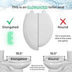 Centoco Elongated Toilet Seat, Closed Front with Cover, Residential, Plastic, Made in the USA, DSAZAM1600-001, White