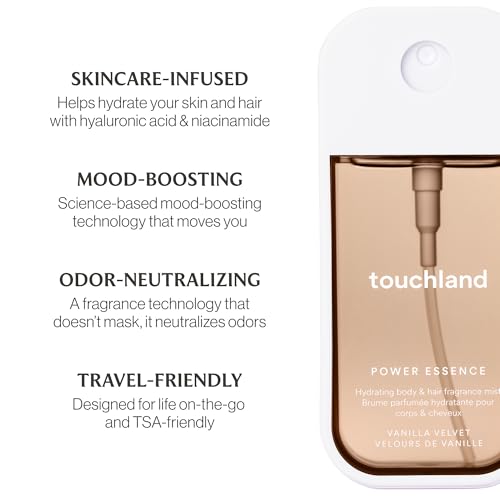 Touchland Hydrating Body & Hair Fragrance Mist, Cashmere Woods, 2 FL. OZ. Travel Size Body Spray