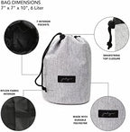Jadyn Durable Cinch Top Makeup Organizer - Compact Travel Makeup Bag - 7 Interior Pockets for Cosmetics - Drawstring Toiletry Travel Bag for Women - 6L Storage Capacity - (Heather Gray)