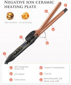 5/8 Inch Curling Iron, 5/8 Curling Wand, Hair Curling Iron with Adjustable Temperature,Pencil Hair Curler for Medium and Long Hair with LCD, with Heat Resistant Glove, 8-in-1 Gift Set