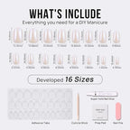 BTArtbox Press On Nails Short - Soft Gel Chrome Press on Nails Short Oval Nails Fake Nail with Nail Glue, Fit Perfectly, Reusable Glue On Nails in 16 Sizes, Chrome Pearl