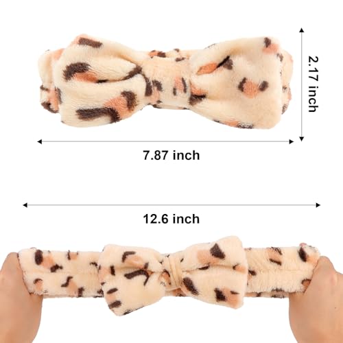 Semato Bachelorette Party Favor Set - Bride and Bridesmaid Spa Headbands, Skincare Head Bands for Women, Cute Bow Party Supplies (Leopard)