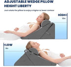 BDEUS 3PCS Wedge Pillows for Sleeping Bed Wedge Pillow 9&12 Inch Adjustable Triangle Pillow Wedge with Premium Half-Moon Memory Foam Bolster Pillow