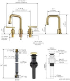 Brushed Gold Bathroom Faucet Set: WOWOW Widespread Bathroom Sink Faucet 3 Hole with Pop-up Drain and Supply Lines, 8 Inch Vanity Taps 3 Pieces Basin Tap 2 Handle Modern (Set of 2)