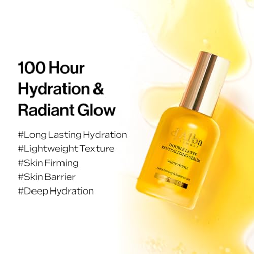 d'alba Piedmont Italian White Truffle Double Layer Revitalizing Serum, 100hr Hydration, Hyaluronic Acid and Centella Asiatica, Skin Firming and Tightening, Long-lasting Korean Skin Care (1.69 fl.oz)