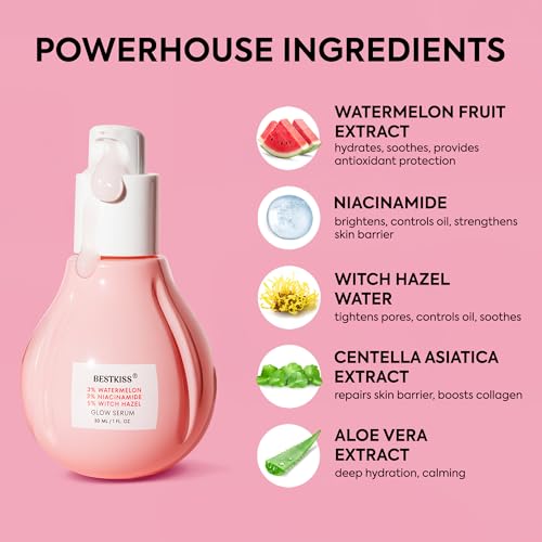 Dark Spot Remover for Face: 3% Watermelon 3% Niacinamide 5% Witch Hazel Dark Spot Correcting Glow Serum with Aloe Vera Centella Asiatica Hyaluronic Acid - Paraben Fragrance Cruelty Free 30mL