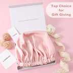 22 Momme 100% Mulberry Silk Bonnet for Sleeping Women, Adjustable Silk Hair Wrap for Sleeping Hair Care, Bonnet with Elastic Stay On Head(Pink) showercap